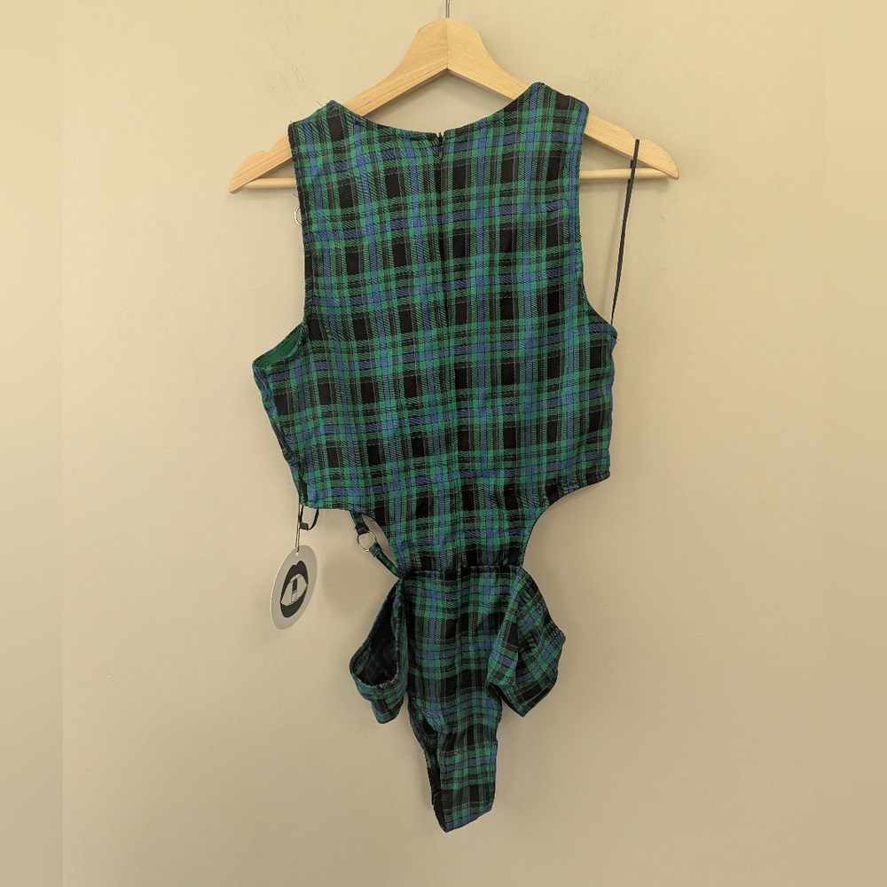 Capsule Dolls Kill Plaid O-ring Bodysuit Festival Rave ALT - Picture 2 of 8
